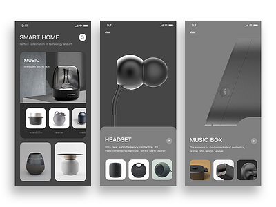 Smart home-black app art clean color design ui web