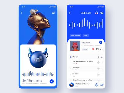 Smart Music APP 2 app blue music app sketch smart app ui web