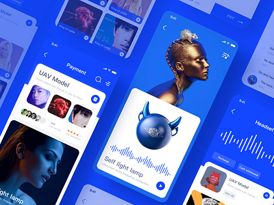 Smart Music App 3 app blue clean design music app sketch smart app ui web