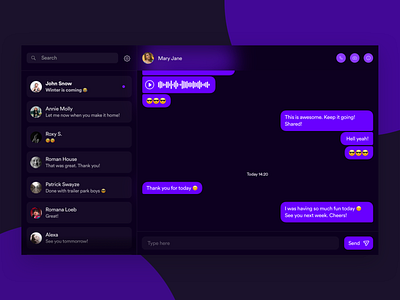 DailyUI 013 - Chat app chat chat app concept dailyui design message messages messenger ui ux webdesign