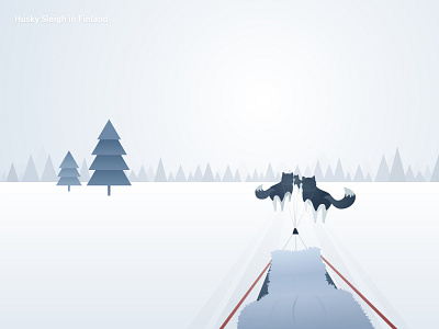 Husky Sleigh Illustration forrest husky illustration snow