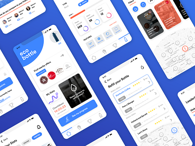 NFC Eco Bottle app branding clean design enviroment map nfc sustainable ui ux vivid water