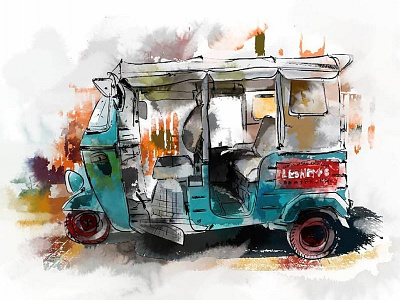 "Tuk Tuk " - Gallefort_Sri Lanka art artosan gallefort illustration leshmems chineserestaurant sketch sketchwalk sketchwalker srilanka tuktuk vintage