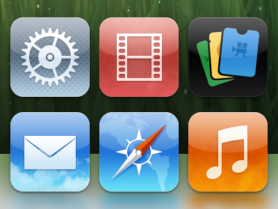 iOS icons icon ios mail music passbook safari setting video
