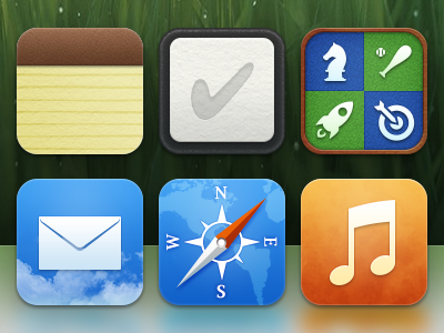iOS icons without default highlight gamecenter icon ios mail music note reminders safari