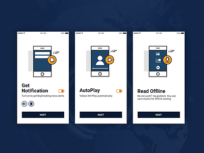 News App On-boarding screens
