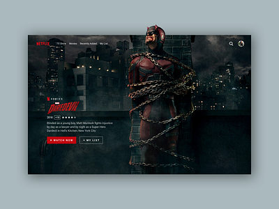 Netflix Dardevil Series - Redesign dark dark app design marvel netflix series ui ux web webdesign website