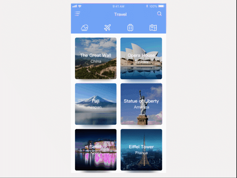 Daily design 14/100-Tourism app animation principle ui 应用 设计