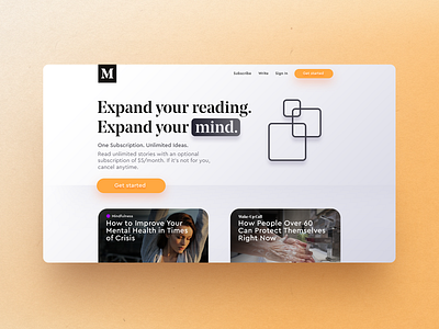 Landing Page Concept for medium.com