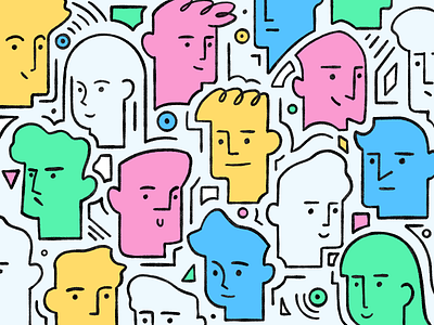 Heads characters color design geometric illustration patern procreate shapes story texture