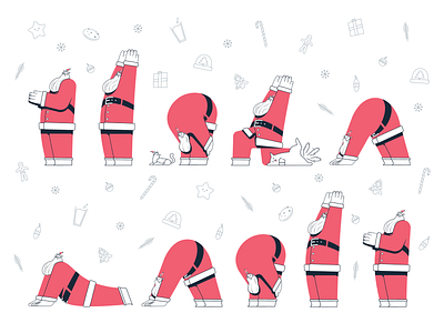Season's Salutations characters christmas clean gingerbread man holiday card holidays illustration illustrator meditation presents procreate santa santa claus vectors yoga zen