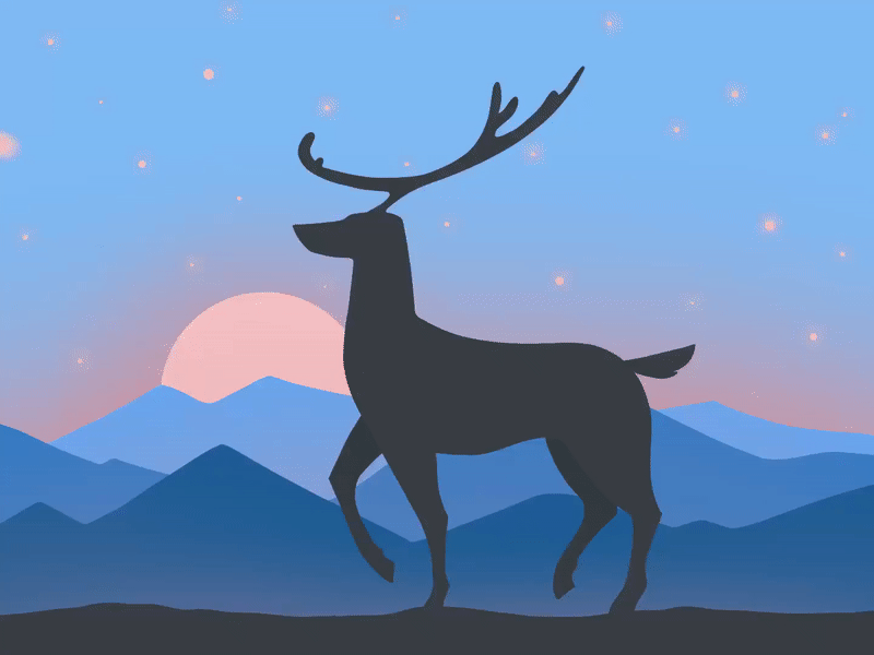 Christmas sunset christmas clean holidays illustration procreate reindeer