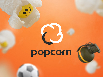 popcorn branding channel csgo fun logo mark popcorn smile