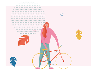 Bike bike illustration spring woman