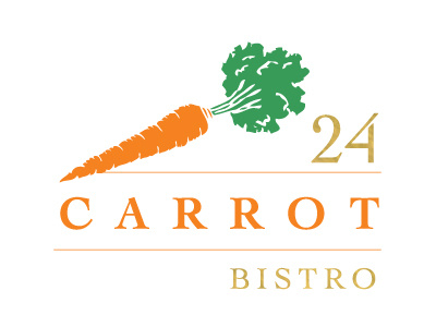 24 Carrot Bistro Logo 24 bistro carrot design farm to table gold green logo orange