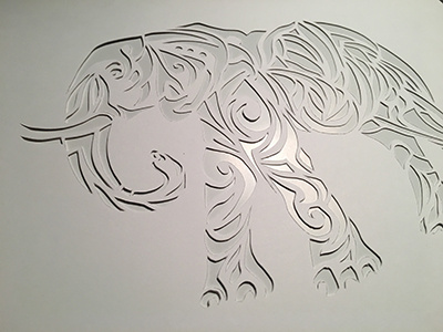 Cut Paper Elephant Series Part III cut paper elephant exacto knife green original paper vector