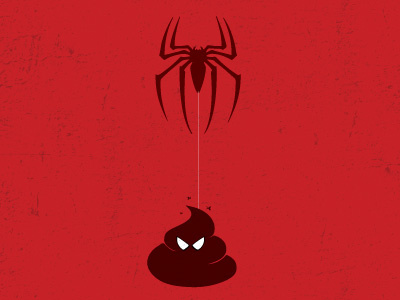 Spiderman Poop Illustration Comic Bathroom Series comics illustration poster red silhouette spiderman vector