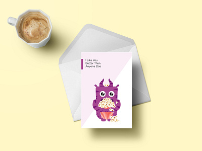 Monster Popcorn Greeting Card design greetingcard illustration monster paper popcorn vector