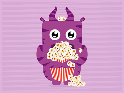 Popcorn Monster color eyes illustration monster popcorn stripes