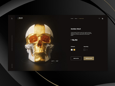 product card concept black and gold card checkout decor e commerce product card skull