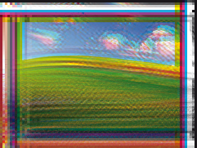 Imperfect Bliss - Messing with channels bliss channels cloud cmyk colors desktop glitch grass rgb sky windows xp