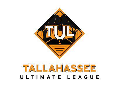 Tallahassee Ultimate League logo branding design logo road sign trees ultimate frisbee