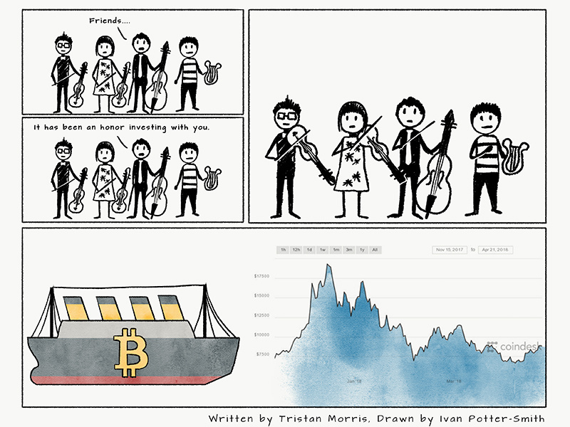 Over The Air - OTA Comic watch out going down orchestra music musicians funny iceberg bitcoin titanic silicon valley illustration webcomic