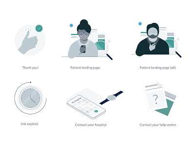 EIDO INFORM Illustrations app branding contact design expired flat health app healthcare help icon identity illustration minimal onboarding patient person phone thank you ui vector