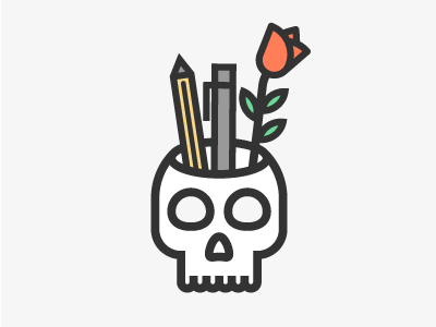 Skull pen pencil rose skull workspace