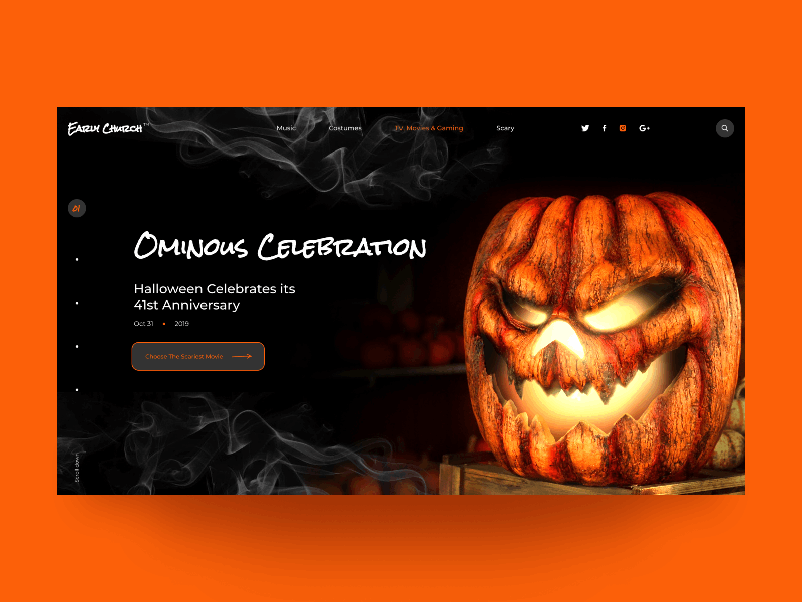 Ominous Сelebration Concept black concept design halloween horror illustration orange pumpkin ui ux web