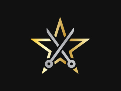 Scissor Star Logo barber branding company brand logo company branding cut design hairstylish logo modern vector
