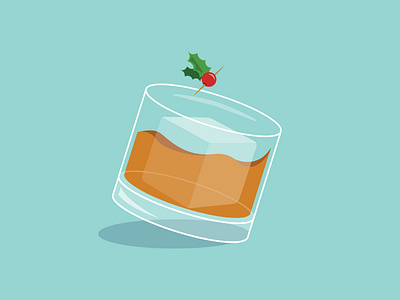 Tis the Season cocktail cranberry glass holidays holly ice illustration liquor rocks whiskey xmas