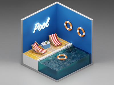 Isometric Pool 3d art 3d artist blender design isometric swimmingpool