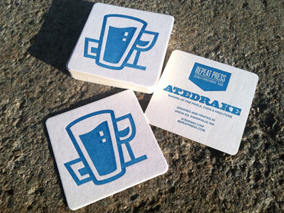 Atedrake & Repeat Press Coasters atedrake blue coasters forsale letterpress youwantthem