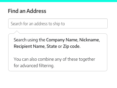 Find An Address form low fidelity search search criteria