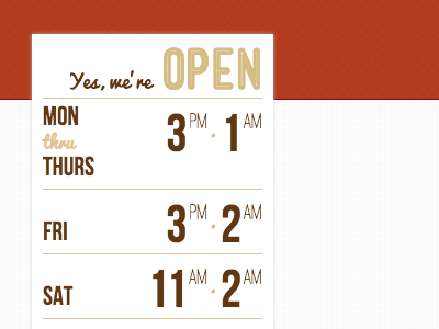 Open Hours hours open typography