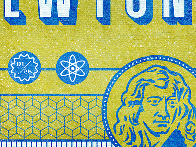 Isaac Newton atom pattern portrait science texture vector