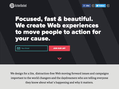 Action Backed (dot) org action backed brand flat identity mission single page ui ux web