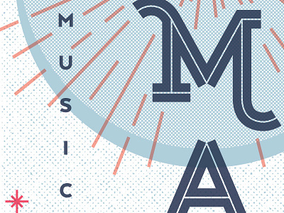 Maha Music Festival festival halftone moon music omaha poster rays stars