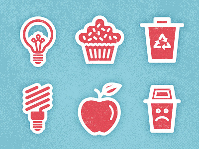 Just some little things action backed apple campaign cupcake democracy icons lightbulbs recycle texture trash vote