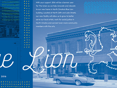 Union Lion art building community history nonprofit patterns zig zag