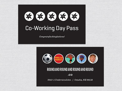 Co-Working Day Pass black and white brand cards collaboration coworking omaha trump