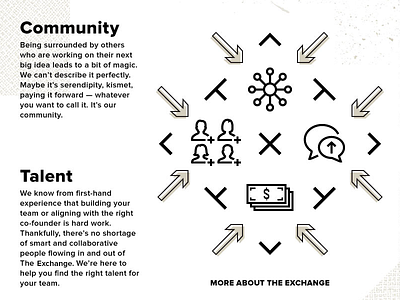 Exchange Startup Benefits arrows brand icon midwest omaha startup talent tech website