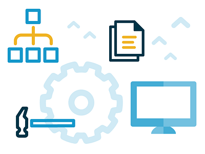 Icon Set: Work brand cog documents hammer icons screen tips work