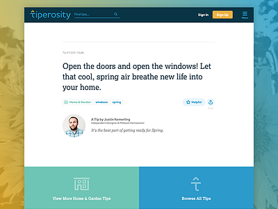 Tiperosity Website Tip Detail app community detail flat icons layout tips ui web