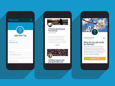 Tiperosity Mobile Views add app author community layout mobile tips ui web