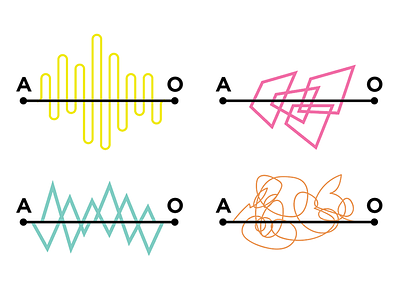 Going from A to O architects brand dots identity linework process scribbles zig zag