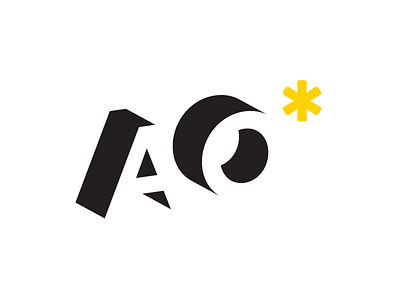 AO Logo architects asterisk brand dimensional logo type yellow