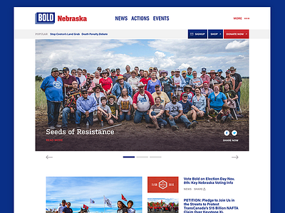 Bold Nebraska (NEW!) action activism brand events news organizing politics theme ui website wordpress