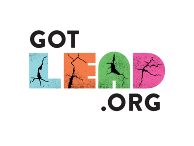 Got Lead [dot] org awareness brand home logo nonprofit paint peeling type